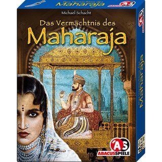 Das Vermächtnis des Maharaja Kartenspiel Verpackung Vorderseite ABACUSSPIELE Spielgetuschel.jpeg