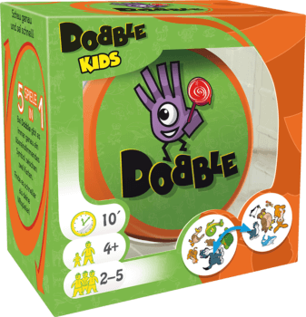 Dobble Kids Kartenspiel Verpackung Vorderseite Asmodee Spielgetuschel.png