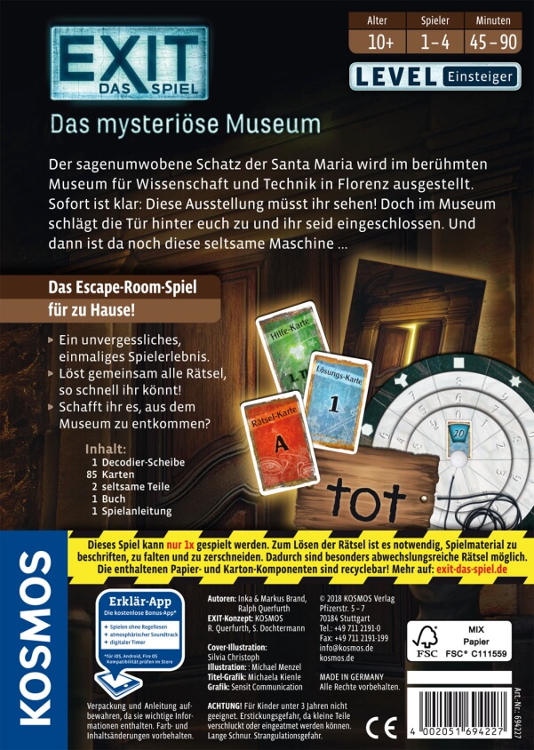 EXIT Das Spiel Das mysteriöse Museum Verpackung Rückseite Kosmos Spielgetuschel.jpg