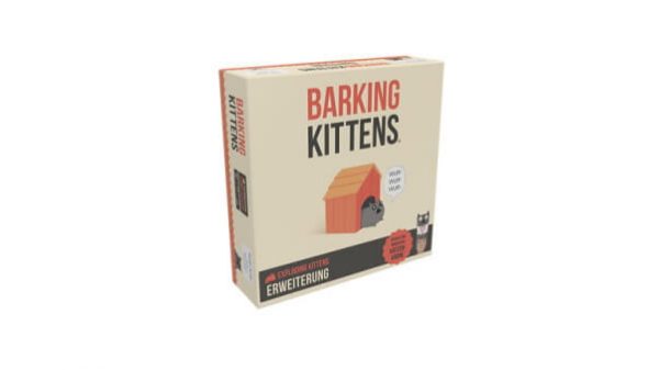 Exploding Kittens Kartenspiel Barking Kittens Erweiterung Verpackung Vorderseite Asmodee Spielgetuschel.jpg