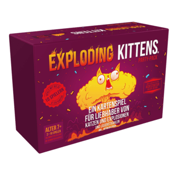 Exploding Kittens Party Pack Kartenspiel Verpackung Vorderseite Asmodee Spielgetuschel.png