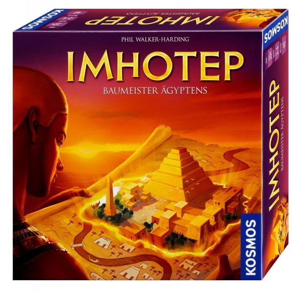 Imhotep Baumeister Ägyptens Brettspiel Verpackung Vorderseite Kosmos Spielgetuschel.jpg
