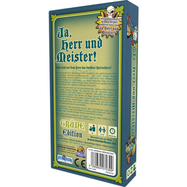 Ja Herr und Meister Grüne Edition Kartenspiel Verpackung Rückseite Heidelbär Games Spielgetuschel.jpg