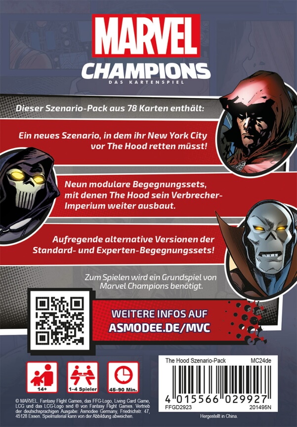 Marvel Champions Das Kartenspiel The Hood Erweiterung Verpackung Rückseite Asmodee Spielgetuschel.jpg