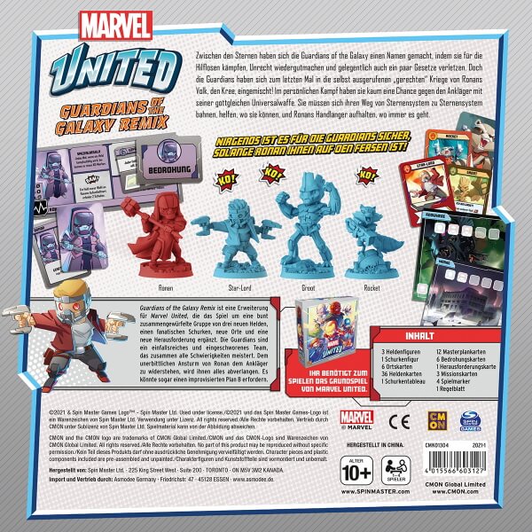Marvel United Brettspiel Guardians of the Galaxy Remix Erweiterung Verpackung Rückseite Asmodee Spielgetuschel.jpg