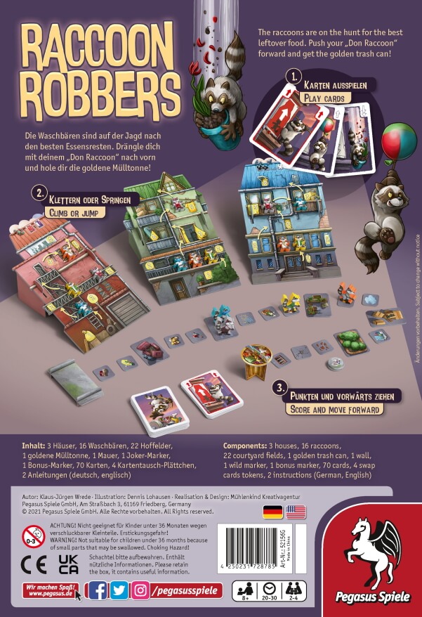Raccoon Robbers Brettspiel Verpackung Rückseite Pegasus Spielgetuschel.jpg