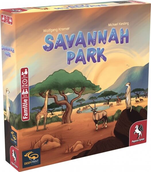 Savannah Park Brettspiel Verpackung Vorderseite Pegasus Spielgetuschel.jpg