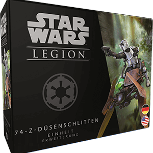 Star Wars Legion Tabletop 74-Z-Düsenschlitten Erweiterung Verpackung Vorderseite Asmodee Spielgetuschel.png