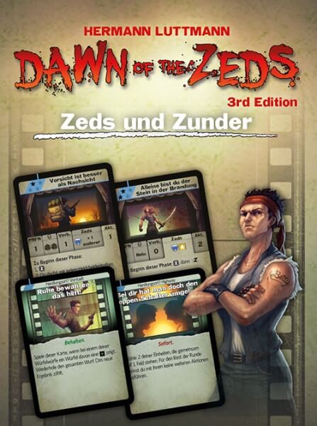 Dawn of the Zeds Brettspiel Zeds und Zunder Erweiterung Verpackung Vorderseite Frosted Games Spielgetuschel.jpg