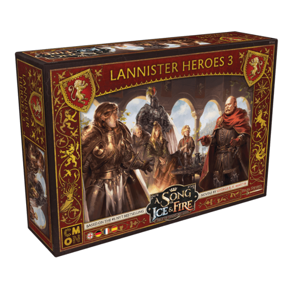 A Song of Ice and Fire Tabletop Lannister Heroes 3 Helden von Haus Lennister 3 Verpackung Vorderseite Asmodee Spielgetuschel.png