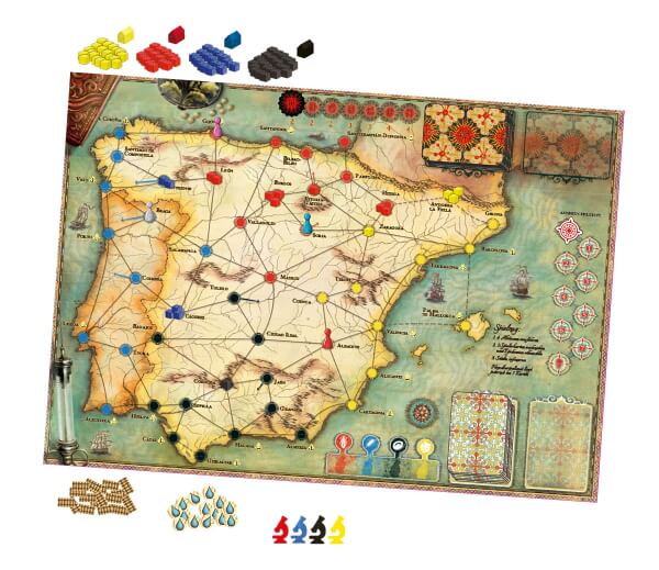 Iberia Ein Brettspiel mit dem Pandemic-System Spielaufbau Asmodee Spielgetuschel.jpg