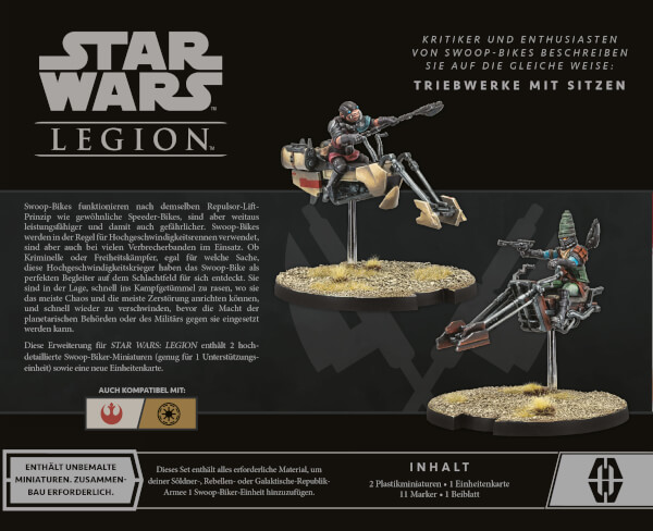 Star Wars Legion Tabletop Swoop Biker Erweiterung Verpackung Rückseite Asmodee Spielgetuschel