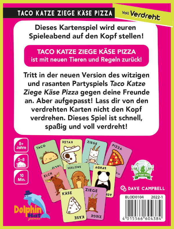 Taco Katze Ziege Käse Pizza Kartenspiel Voll Verdreht Verpackung Rückseite Asmodee Spielgetuschel