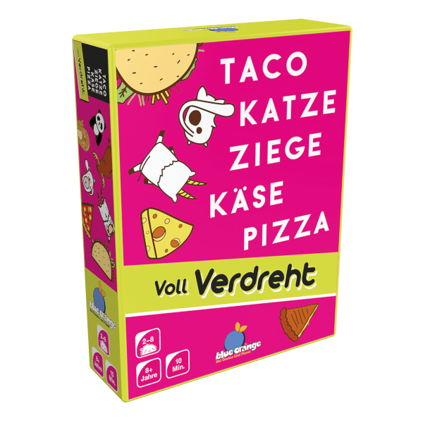 Taco Katze Ziege Käse Pizza Kartenspiel Voll Verdreht Verpackung Vorderseite Asmodee Spielgetuschel