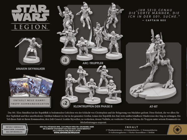 Star Wars Legion Tabletop 501. Legion Verpackung Rückseite Asmodee Spielgetuschel