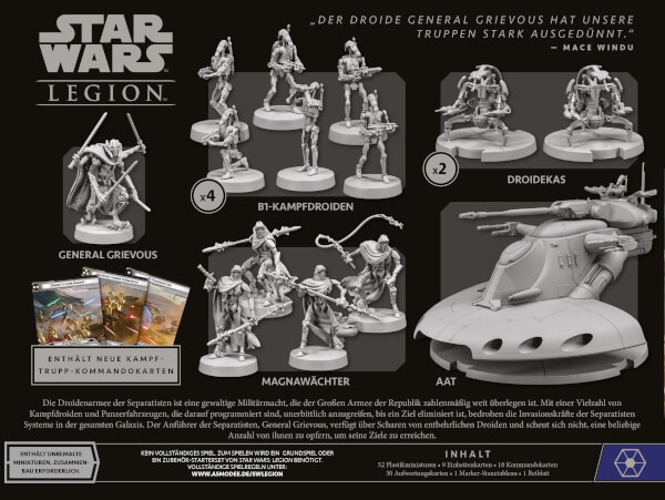 Star Wars Legion Tabletop Separatisten-Eroberer Verpackung Rückseite Asmodee Spielgetuschel