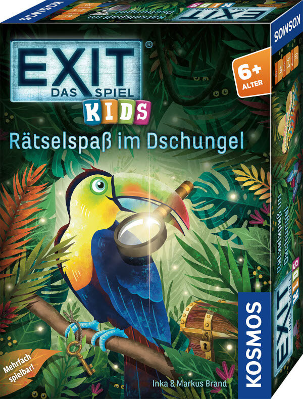 EXIT Das Spiel Kids Rätselspaß im Dschungel Verpackung Vorderseite Kosmos Spielgetuschel