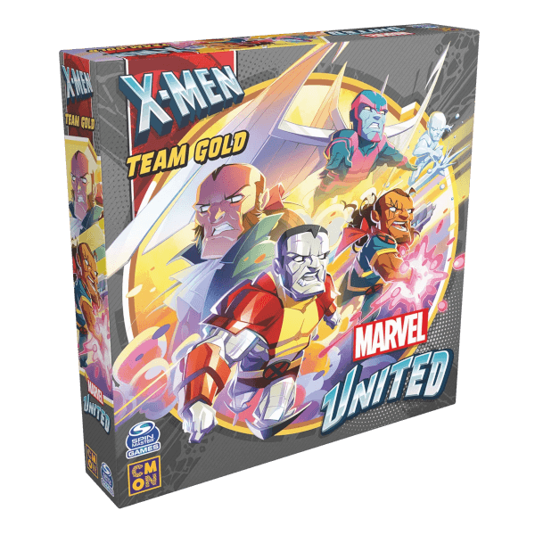 Marvel United X-Men Brettspiel Team Gold Erweiterung Verpackung Vorderseite Asmodee Spielgetuschel