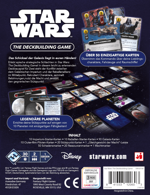 Star Wars The Deckbuilding Game Kartenspiel Verpackung Rückseite Asmodee Spielgetuschel