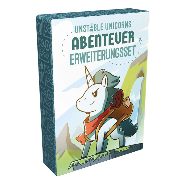 Unstable Unicorns Kartenspiel Abenteuer Erweiterungsset Verpackung Vorderseite Asmodee Spielgetuschel