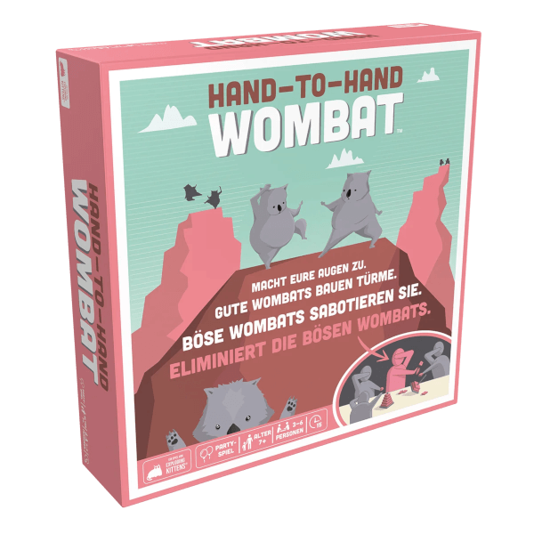 Hand-to-Hand Wombat Partyspiel Verpackung Vorderseite Asmodee Spielgetuschel