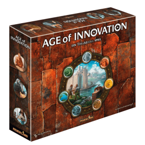 Age of Innovation Ein Terra Mystica Spiel Brettspiel Verpackung Vorderseite Feuerland Spielgetuschel