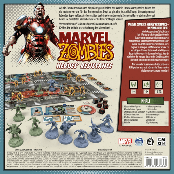 Marvel Zombies Heroes Resistance Brettspiel Verpackung Rückseite Asmodee Spielgetuschel