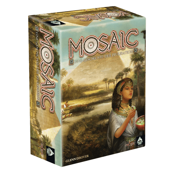 Mosaic Eine Geschichte der Zivilisation Brettspiel Verpackung Vorderseite Asmodee Spielgetuschel