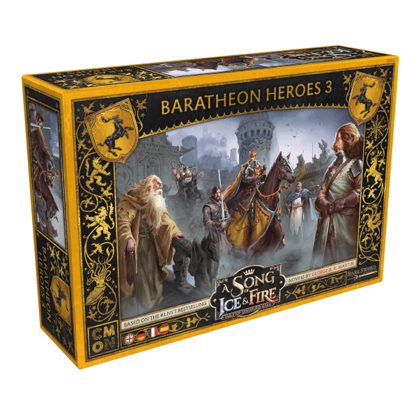 A Song of Ice & Fire Tabletop Baratheon Heroes 3 (Helden von Haus Baratheon 3) Erweiterung Verpackung Vorderseite Asmodee Spielgetuschel