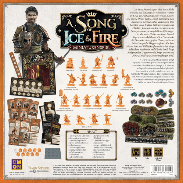 A Song of Ice and Fire Tabletop Martell Starterset Verpackung Rückseite Asmodee Spielgetuschel