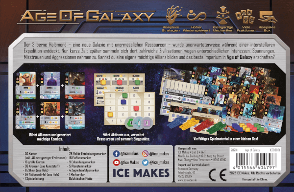 Age of Galaxy Brettspiel Verpackung Rückseite Asmodee Spielgetuschel