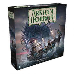Arkham Horror Brettspiel dritte Edition Dunkle Fluten Erweiterung Vorderseite Verpackung Asmodee Spielgetuschel.jpg