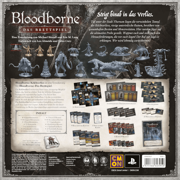 Bloodborne Das Brettspiel Kelchverlies Erweiterung Verpackung Rückseite Asmodee Spielgetuschel