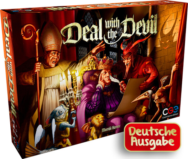 Deal with the Devil Brettspiel Verpackung Vorderseite Heidelberger Spieleverlag Spielgetuschel