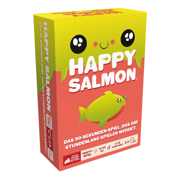 Happy Salmon Partyspiel Verpackung Vorderseite Asmodee Spielgetuschel