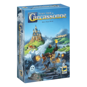 Nebel über Carcassonne Brettspiel Verpackung Vorderseite Asmodee Spielgetuschel
