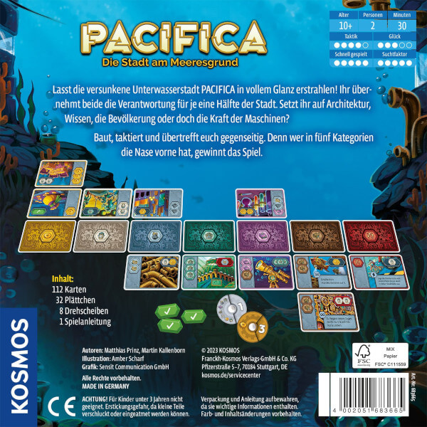 Pacifica Brettspiel Verpackung Rückseite Kosmos Spielgetuschel