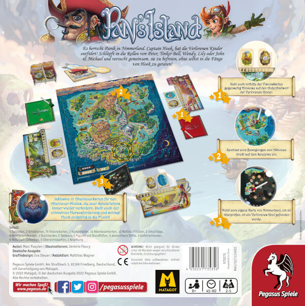 Pan's Island Brettspiel Verpackung Rückseite Pegasus Spielgetuschel