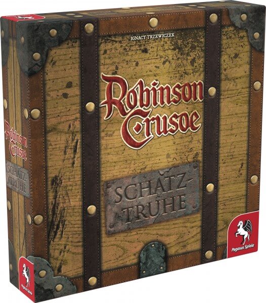 Robinson Crusoe Brettspiel Schatztruhe Erweiterung Verpackung Vorderseite Pegasus Spielgetuschel.jpg