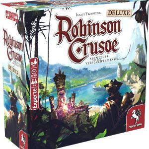 Robinson Crusoe Deluxe Edition Brettspiel Verpackung Vorderseite Pegasus Spielgetuschel
