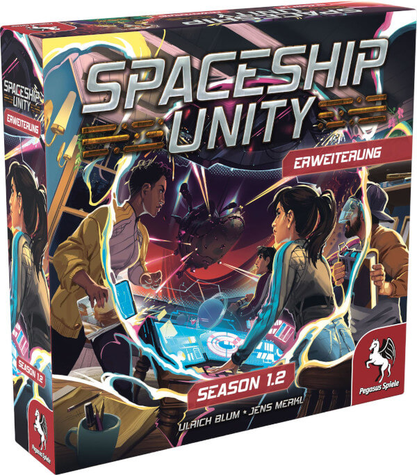 Spaceship Unity Brettspiel Season 1.2 Erweiterung Verpackung Vorderseite Pegasus Spielgetuschel
