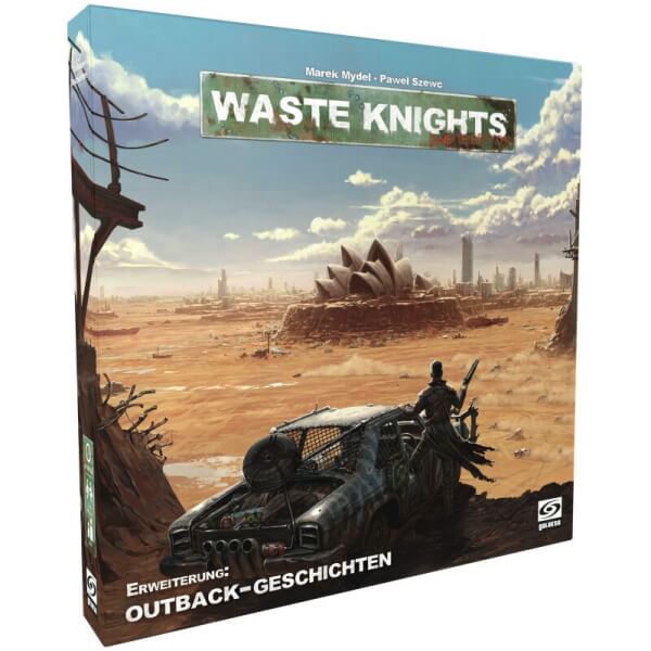 Waste Knights Brettspiel Outback Geschichten Erweiterung Verpackung Vorderseite Heidelberger Spieleverlag Spielgetuschel