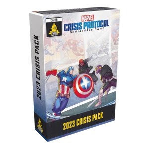 Marvel Crisis Protocol Tabletop 2023 Crisis Pack (Krisen-Kartenpack 2023 “Uns steht eine Krise bevor!“) Verpackung Vorderseite Asmodee Spielgetuschel