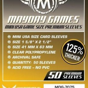 Premium Mini USA Sleeves 41 x 63 mm Kartenhüllen Verpackung Vorderseite Mayday Spielgetuschel