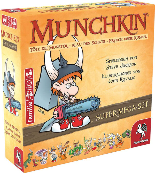 Munchkin Fantasy Super-Mega-Set Kartenspiel Verpackung Vorderseite Pegasus Spielgetuschel