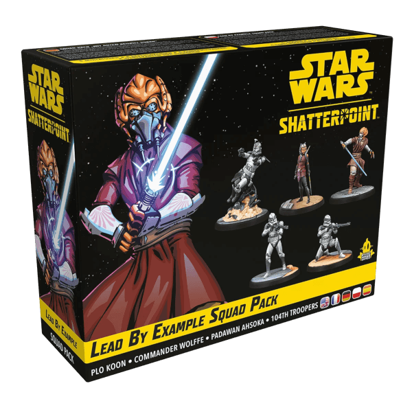 Star Wars Shatterpoint – Lead by Example Squad Pack (“Mit gutem Beispiel voran”) Verpackung Vorderseite Asmodee Spielgetuschel