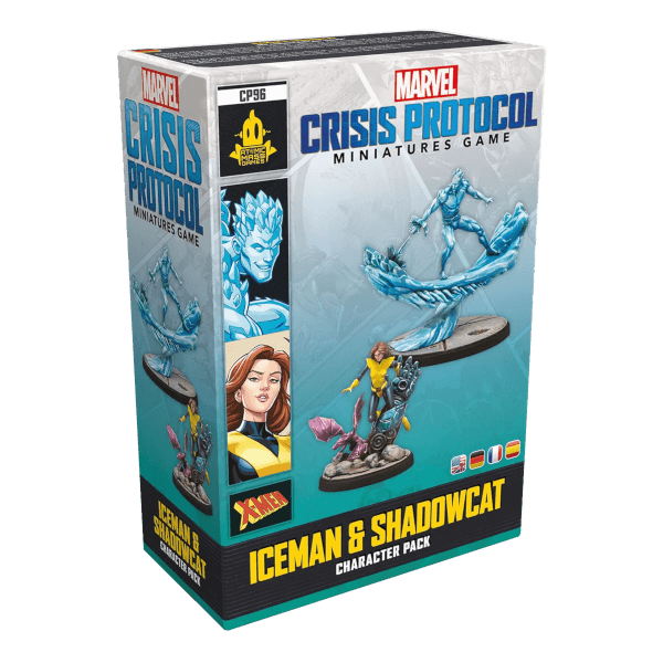 Marvel Crisis Protocol Tabletop Iceman & Shadowcat Erweiterung Verpackung Vorderseite Asmodee Spielgetuschel