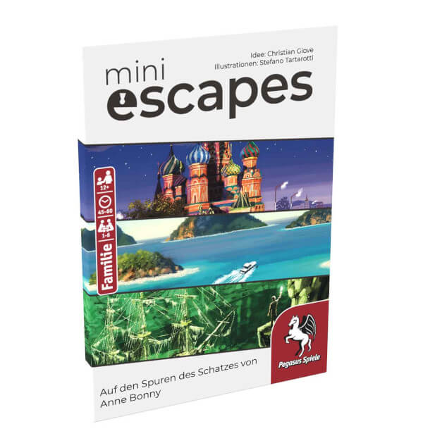 MiniEscapes Auf den Spuren des Schatzes von Anne Bonny Escape Room Spiel Verpackung Vorderseite Pegasus Spielgetuschel