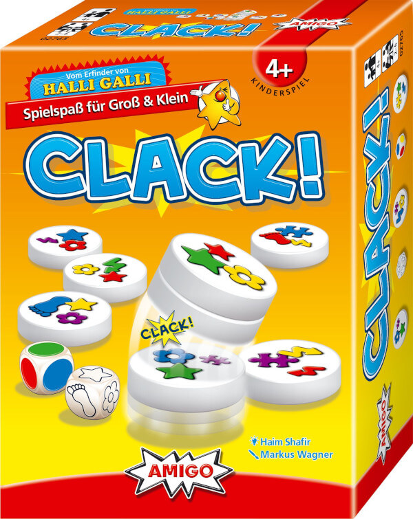 CLACK! Kinderspiel Verpackung Vorderseite Amigo Spielgetuschel