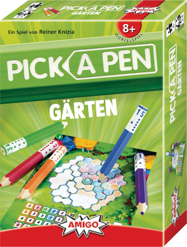 Pick a Pen Gärten Würfelspiel Verpackung Vorderseite Amigo Spielgetuschel